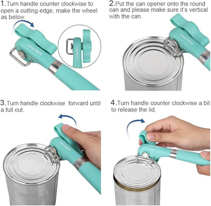 PAKITNER- Cut safe Manual can opener smooth edge - handheld Side cut can opener, Ergonomic Smooth Edge, Food Grade Stainless Steel Cutting Can Opener for Home, Kitchen & Restaurant, Green - Image 7