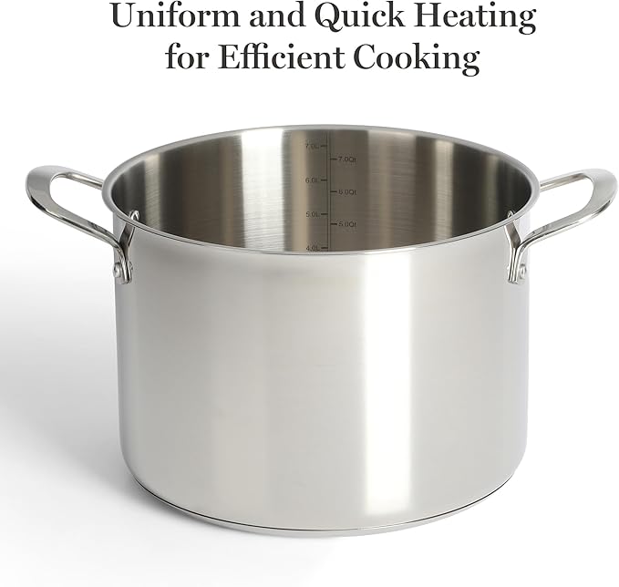Martha Stewart Castelle 10 Piece 18/8 Durable Stainless Steel Induction Safe Non-Toxic Triply Bottom Kitchen Pots and Pans Cookware Set - Dishwasher Safe - Image 4