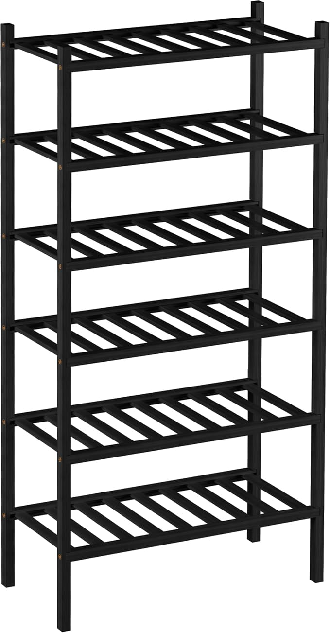ROMGUAR CRAFT 6-Tier Bamboo Small Shoe Rack, Free Standing Wood Shoe Shelf Storage Organizer for Closet Entryway Stackable (Black) - Image 7