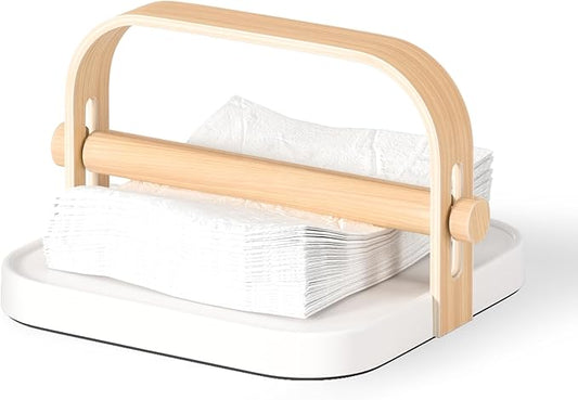 Umbra Bellwood Napkin Holder with Weight and Carrying Handle, White/Natural by Umbra