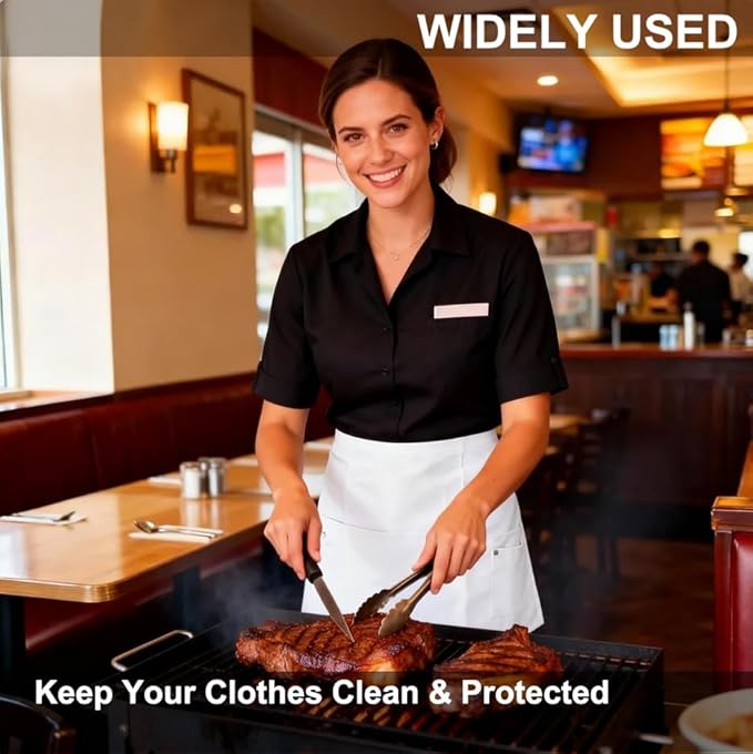 TiwerlfeServer Waist Aprons with 5 Pockets - 11.5 Inch Waterdrop & Oil Resistant Waitress Waiter Half Apron