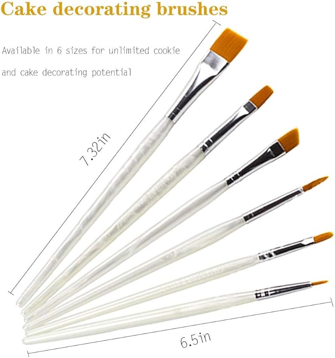 Sugar Cookie Decorating Tools - Acrylic Turntable, 6 Decoration Brushes, Anti-Slip Silicone Mat & 3 Cookie Scribe Needles