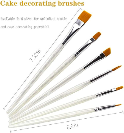 Sugar Cookie Decorating Tools - Acrylic Turntable, 6 Decoration Brushes, Anti-Slip Silicone Mat & 3 Cookie Scribe Needles
