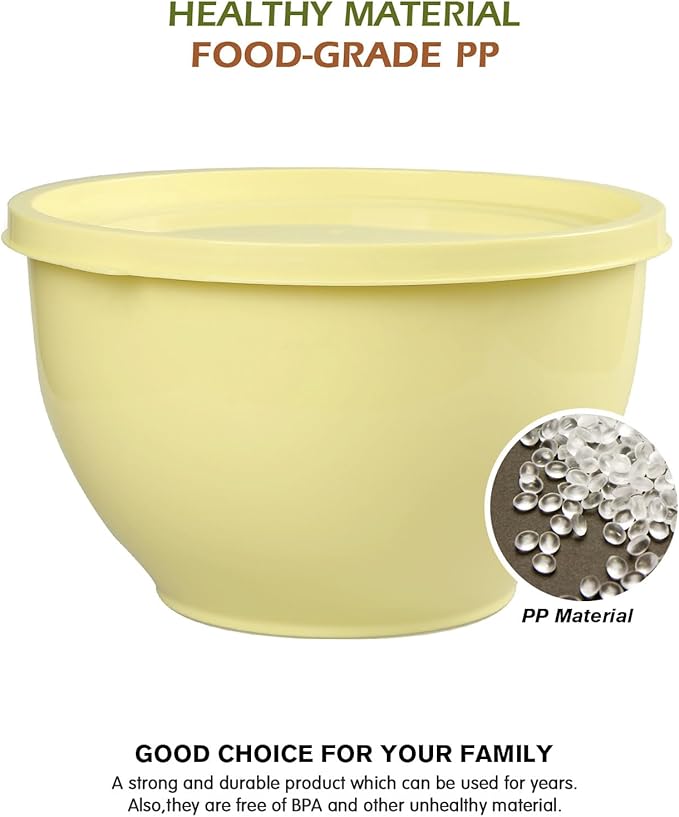 Greentainer Plastic Mixing Bowls with Lids Set for Kitchen, 5 Set Nesting Bowls for Mixing, Baking, Prepping, Cooking and Serving Food, Mixing Bowls Dishwasher, Microwave Safe - Image 4