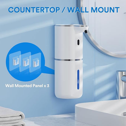 Automatic Soap Dispenser with Smart Digital Display, Touchless Rechargeable Hand & Dish Liquid Soap Dispenser for Kitchen & Bathroom - 6 Adjustable Level, Wall Mounted, 380ml IPX5 Waterproof