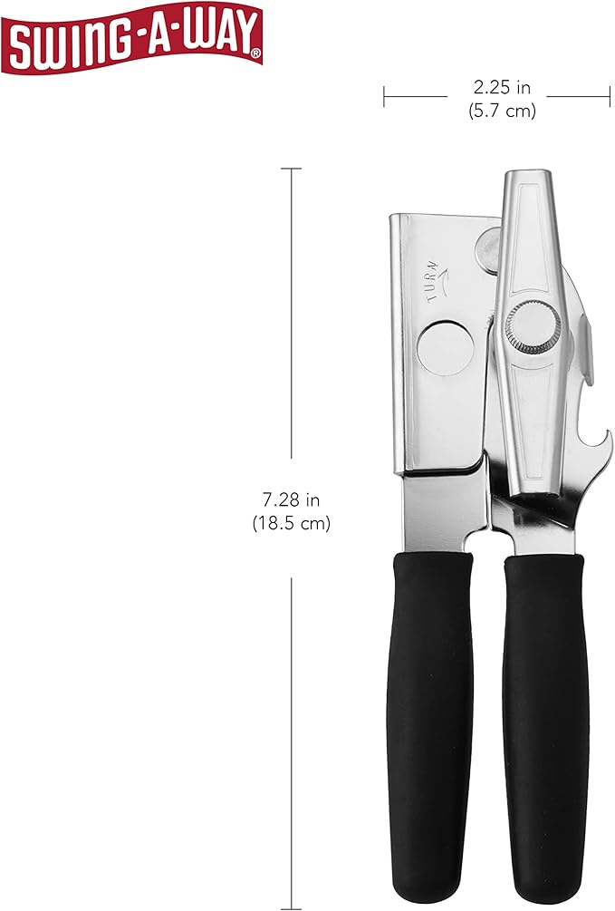 Swing-A-Way Portable Can Opener, Features an Ergonimic Handle for Optimal Comfort, and Built-in Bottle Opener for a 2-in-1 Tool, Durable Cutting Wheel, Black - Image 2