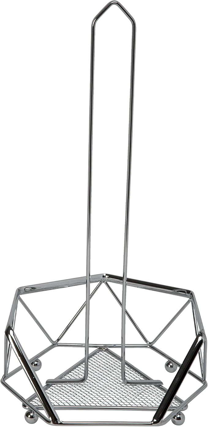 Kitchen Details Geode Paper Towel Holder | Countertop | Free Standing | Holds 1 Large Roll | Rust Resistant | Decorative | Chrome