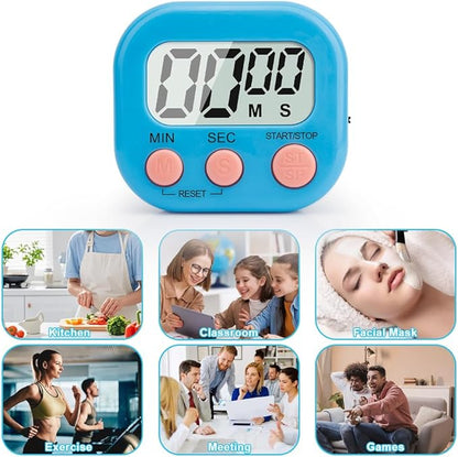 Digital Kitchen Timer, 6 Pcs Classroom Timers for Kids Teacher, Magnetic Countdown Minute Simple Timer for Cooking Study Exercise Game Baking Reading Gym Meeting Work Task Classroom (Blue/Green)