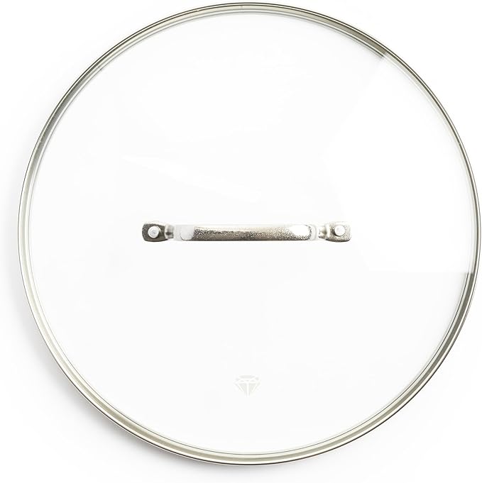 Blue Diamond 7” Universal Tempered Glass Lid, Frying Pan Skillet, Sauté, Saucepan, Stockpot, Oven Safe to 350°F, Dishwasher Safe, Stainless Steel Handle, Clear