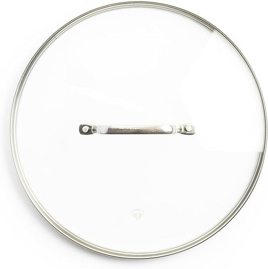 Blue Diamond 7” Universal Tempered Glass Lid, Frying Pan Skillet, Sauté, Saucepan, Stockpot, Oven Safe to 350°F, Dishwasher Safe, Stainless Steel Handle, Clear