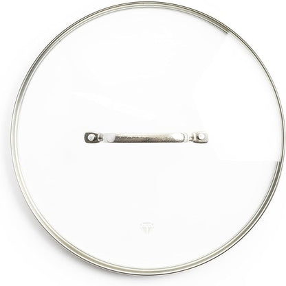 Blue Diamond 8.5” Universal Tempered Glass Lid, Frying Pan Skillet, Sauté, Saucepan, Stockpot, Oven Safe to 350°F, Dishwasher Safe, Stainless Steel Handle, Clear