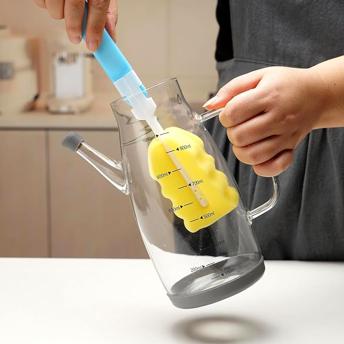 Oil Dispenser for Kitchen, 34OZ Glass Oil Bottle with Drip Free Spout and Non Slip Bottom, High Borosilicate Glass, 1000ml Capacity for Olive Oil, Vinegar, Soy Sauce, Cooking