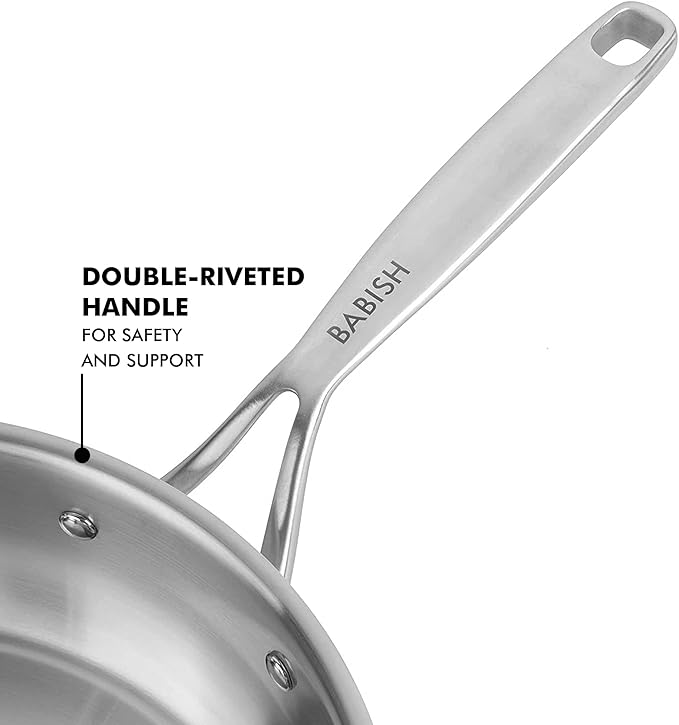 Babish 10-Inch Tri-Ply Stainless Steel Frying Pan – Professional Grade Skillet for Searing, Sautéing & Everyday Cooking - Image 3