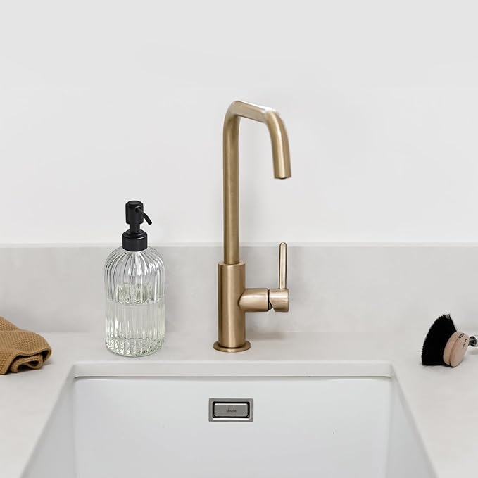 JASAI 18Oz Simple Glass Soap Dispenser with Black Rust Proof Pump,Refillable Kitchen soap Dispenser with Vertical Stripe, Bathroom Soap Dispenser for Dispense Hand soap, Dish Soap, Lotion. - Image 7
