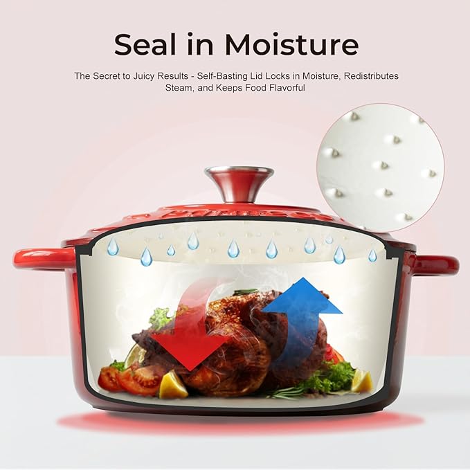 Parmedu 5.5QT Enameled Cast Iron Dutch Oven for Sourdough Bread Baking, Easy Cleaning, Versatile for Stewing, Roasting, Braised Chicken, Soup & More - Image 6