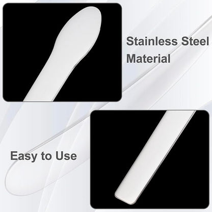 Pndeyo 3pcs Mini Stainless Steel Makeup Spatula, Silver Reusable Cosmetic Cream Spatulas Spoon, Skincare Scoop Applicator Facial Massage Beauty Tools for Mixing and - 2.73"×0.43"