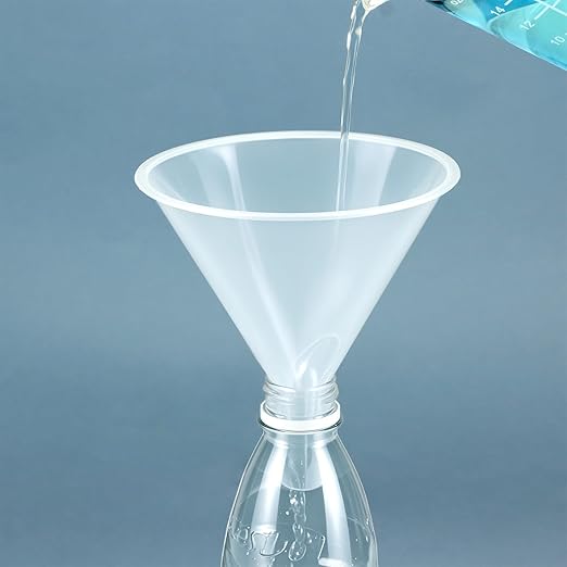 QWORK Plastic Funnels with Long Spout, 6 Pack Clear Wide-Mouth Bottle Filling Set, Stackable Space-Saving for Water, Juice, Paint, Science Lab, Kitchen, Travel - Image 3