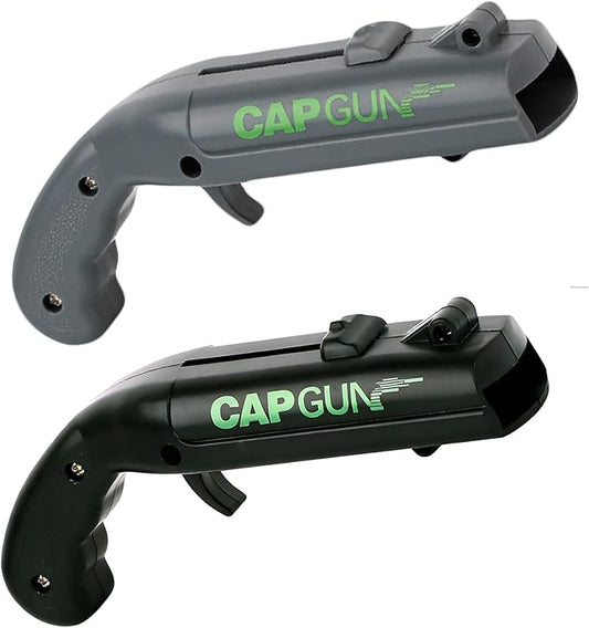 2PCs Cap Gun Bottle Opener - Fun and Functional Novelty Beer Bottle Opener with Realistic Design, Gift for Beer Lovers, Parties, and Themed Events (Black-Grey)