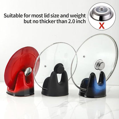 Nihow Pot Lid Holder: Stable Ceramic Pan Lid Holder for Kitchen Counter Decor/Countertop/Stove Top- Heat Resistant & Dishwasher Safe - Elegant Black & Red(1PC) - Image 6