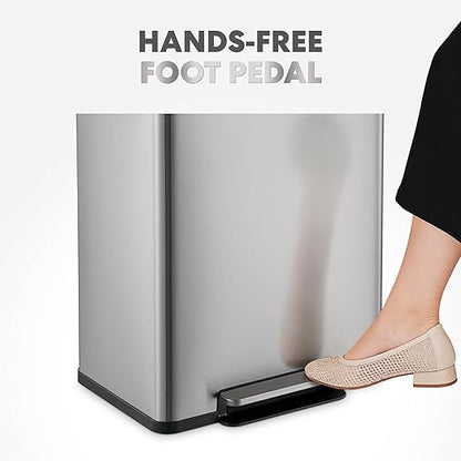 SIMPLI-Magic Infinity Edge 60L / 16 Gallon Kitchen Trash Can - Hands-Free Step Pedal, Soft-Close Lid, Stainless Steel Garbage Can with Inner Bucket - Image 4