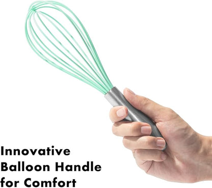 OYV 10-Inch Teal Silicone Whisk, Heat Resistant 480°F Kitchen Whisk with Stainless Steel Ergonomic Handle, Non-Scratch for Nonstick Cookware, Dishwasher Safe, Perfect for Blending, Cooking & Beating - Image 3