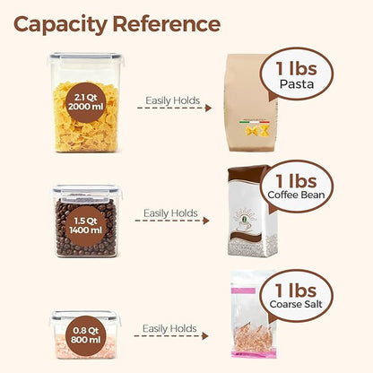 ComSaf Food Storage Containers with Lids Set of 3 (2L/2.1Qt) (1.4L/1.5Qt) (0.8L/0.8Qt), Airtight Food Storage Container, Plastic Canister Sets for Kitchen, Pantry Organizer for Sugar, Cereal and Snack - Image 3