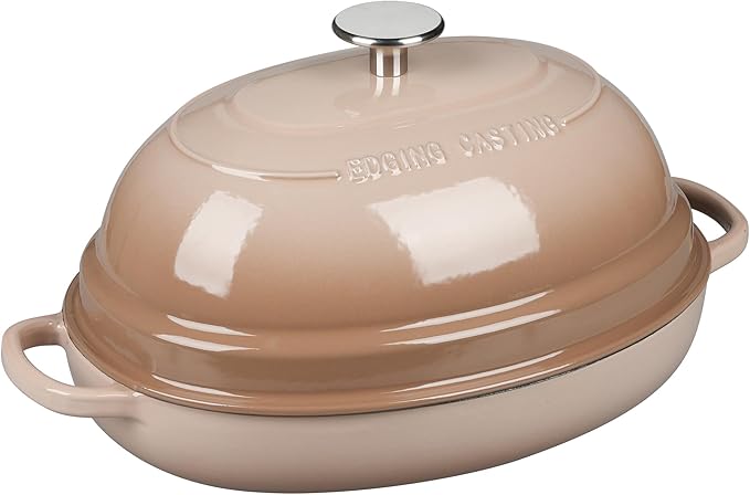 EDGING CASTING Enameled Oval Cast Iron Dutch Oven Pot with Lid, Bread Dutch Oven for Sourdough Bread Baking, Dutch Oven Bread, Bread Oven, 6QT, Mocha - Image 7