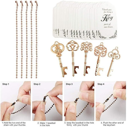 WODEGIFT 50 PCS Wedding Favors Key Bottle Openers,Bridal Shower Party Favors with Thank You Card Tag and Chains,Baby Shower Favors for Guests or Souvenirs for guests Bulk(Rose gold) - Image 5