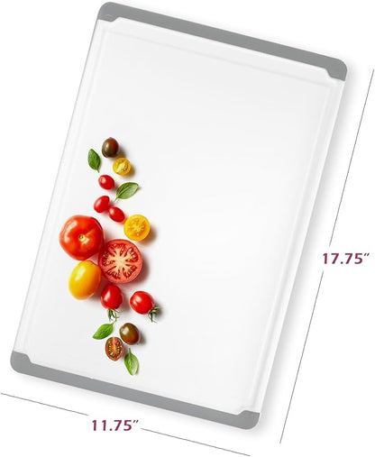 Large Cutting Boards for Kitchen - Dishwasher Safe Non-Slip Cutting Boards with Juice Grooves, Easy Grip Handles - Large and Thick Chopping Board (Grey) - Image 5