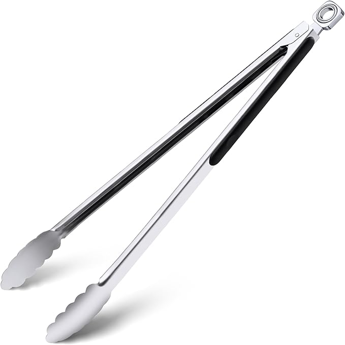 Grilling Tongs - 17 Inch Extra Long Metal Tongs, Heat Resistant Stainless Steel Grill Tongs, Heavy Duty BBQ Tongs for Cooking, Grilling, BBQ/Barbecue, Food (17 inch)