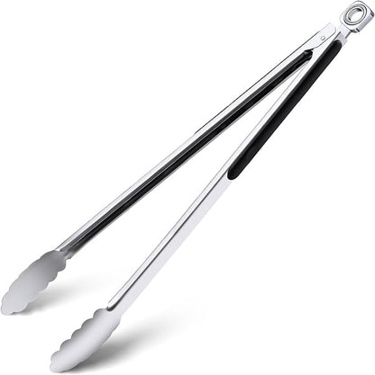 Grilling Tongs - 17 Inch Extra Long Metal Tongs, Heat Resistant Stainless Steel Grill Tongs, Heavy Duty BBQ Tongs for Cooking, Grilling, BBQ/Barbecue, Food (17 inch)