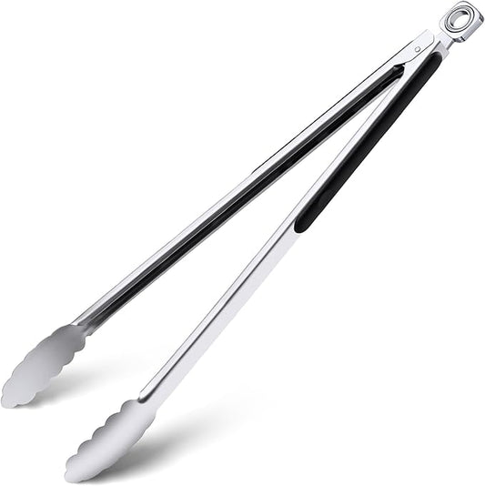 Grilling Tongs - 17 Inch Extra Long Metal Tongs, Heat Resistant Stainless Steel Grill Tongs, Heavy Duty BBQ Tongs for Cooking, Grilling, BBQ/Barbecue, Food (17 inch)