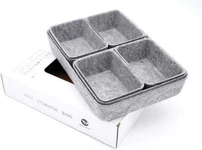 Welaxy Office drawer organizers trays felt storage bin organize dividers Box Dorm Home for stationery craft junk sorting 7-piece sleek minimalist lifestyle (gray)