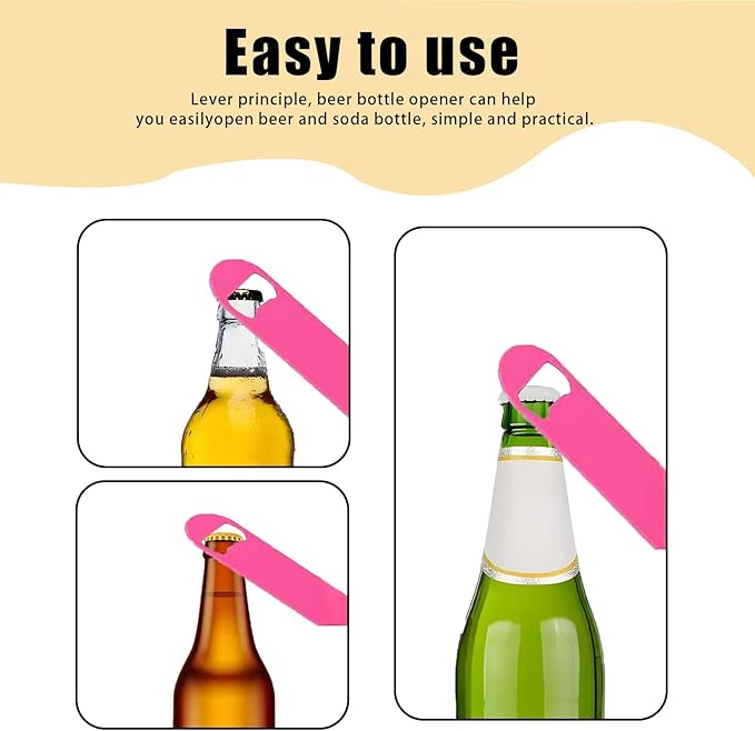 3 Pcs Pink Stainless Steel Heavy Duty Flat Bottle Openers, 7 Inch Solid Beer Opener for Bartenders, Bars, Kitchens, Weddings, Birthday Parties - Image 4