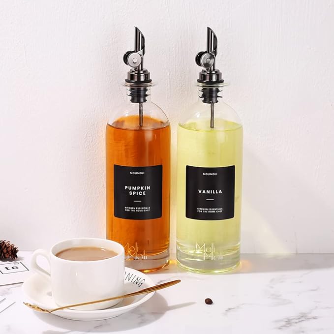 Molimoli Oil and Vinegar Dispenser with Metal Pour Spout, Weighted Pourer, Glass Bottle Dispenser for Kitchen, Olive Oil Cruet, Glass Olive Oil Bottle | 500ml, Set of 2 - Image 9