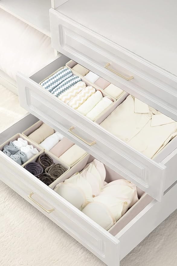 Fordonral 12 Pack Drawer Organizer Clothes, Foldable Fabric Dresser Organizer Closet Organizers and Storage Box for Underwear,Folded Clothes,Baby Clothing,Socks,Bra,Towels,Ties(12 Pack,Pink) - Image 6