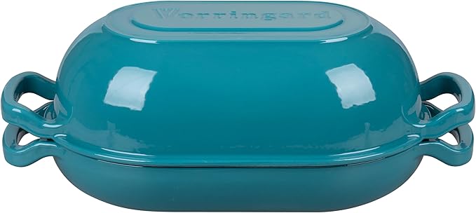 VORRINGARD Enameled Cast Iron Sourdough Bread Oven, Dutch Oven, Loaf Cast Iron Bread Pan for Homemade Bread Baking, Meatloaf Pan with Lid, 5QT, Bluegreen - Image 7