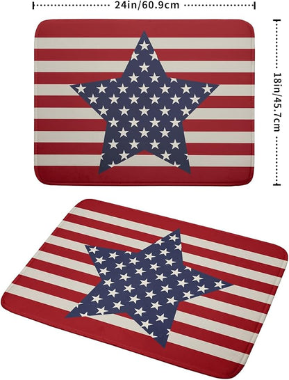 Blue Star Patriotic July of 4th Dish Drying Mat for Kitchen Counter 18x24 Independence Day Red Striped Absorbent Reversible Microfiber Drying Mats Kitchen Countertop Protector Dishes Drainer Rack Pad - Image 2