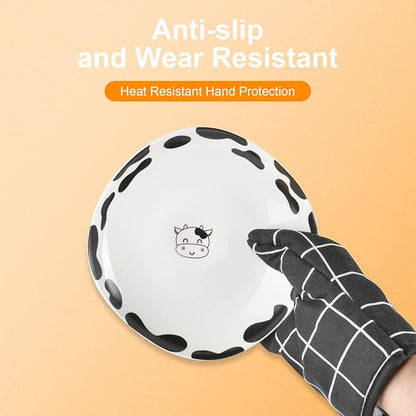 AUAUY Oven Mitts and Pot Holders 6PCS Set, 392°F Heat Resistant Cooking Gloves and Hot Pads Baking Mittens Grilling Gloves BBQ Gloves Non-Slip Kitchen Mittens for Oven Cooking Baking Grilling - Image 4