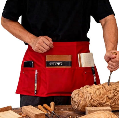 TiwerlfeServer Waist Aprons with 5 Pockets - 11.5 Inch Waterdrop & Oil Resistant Waitress Waiter Half Apron