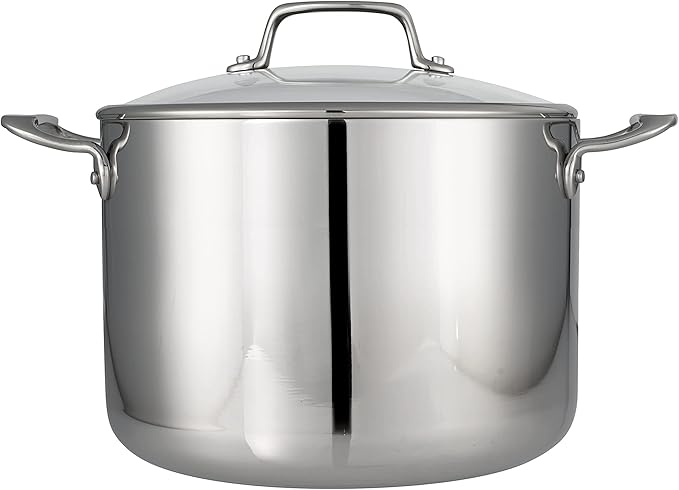Tramontina Tri-Ply Clad Stainless Steel 8-Quart Stock Pot with Glass Lid, Induction-Ready Pasta Pot, Dishwasher-Safe, NSF-Certified - Image 2