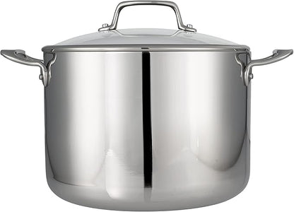 Tramontina Tri-Ply Clad Stainless Steel 8-Quart Stock Pot with Glass Lid, Induction-Ready Pasta Pot, Dishwasher-Safe, NSF-Certified - Image 2