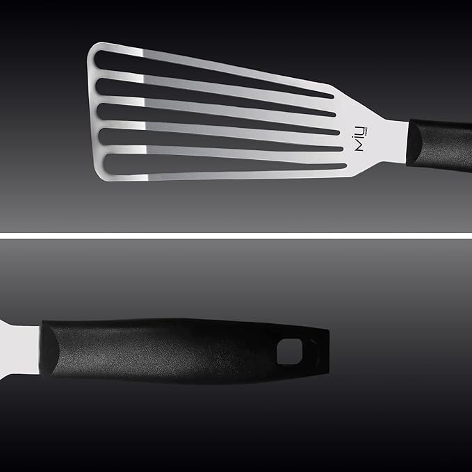 MIU Fish Spatula Stainless Steel, Slotted Flexible Metal, Lightweight Barbecue Turner, 6.5 inch Blade, Plastic Handle with Hole, Grilling Utensils - Image 9