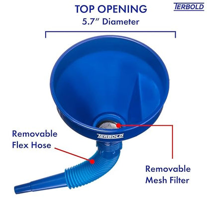 Automotive Flex Funnel with Hose | Wide Mouth Flexible Oil Funnel for Automotive Use - Gas, Transmission Fluid, Car Fuel, Oil Change (Blue) - Image 3