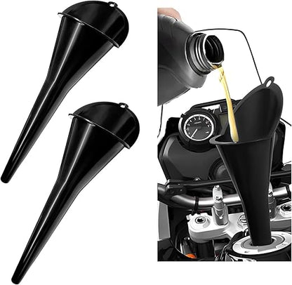 Long-Neck Oil Funnel for Automotive – Multi-Function Plastic Funnel for Oil, Gas & Lubricants – Universal Car Accessory (Black (2-Pack)) by Cartisen