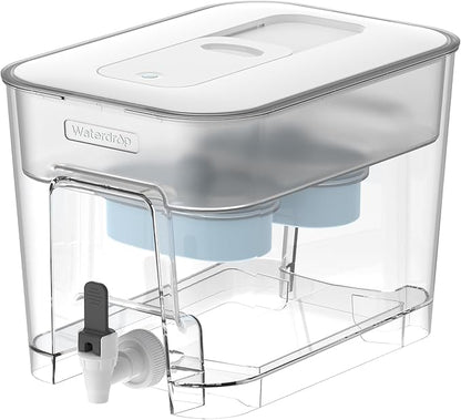 Waterdrop WFD-22W-DF-A Water Filter Dispenser, Alkaline 40-Cup Water Purifier, 2 Built-in Filters, 8X Faster Filtration, 200-Gallon Lifespan, Mineralized Alkaline Water, Reduces Chlorine, White by Waterdrop