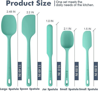 ChefAide 5 Pieces Silicone Spatula Set, Food Grade Rubber Spatula, Upgrade Strong Handle with Ergonomic Grip, Heat Resistant Up to 600°F for Nonstick Cookware, Cooking - Image 2