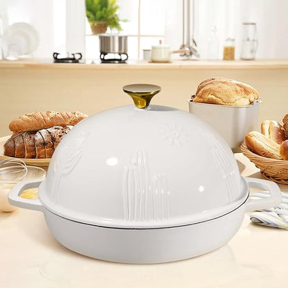 Flavehc Cast Iron Bread Oven With Cloche Lid for Baking - Yellow Enameled Dutch Oven With Dome Lid for Sourdough - 5 qt - Image 6