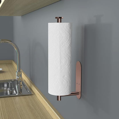 VAEHOLD Adhesive Paper Towel Holder Under Cabinet Wall Mount for Kitchen Paper Towel, Black Paper Towel Roll Holder Stick to Wall, Stainless Steel (Rose Gold) - Image 6