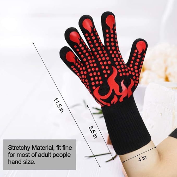 Comsmart BBQ Gloves, 1472 Degree F Heat Resistant Grilling Gloves Silicone Non-Slip Oven Gloves Long Kitchen Gloves for Barbecue, Cooking, Baking, Cutting - Image 3